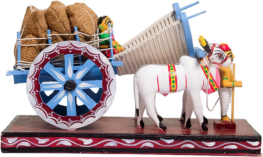 Kondapalli Bullock Cart 13 Inch - Handcrafted Wooden Toy - View 2