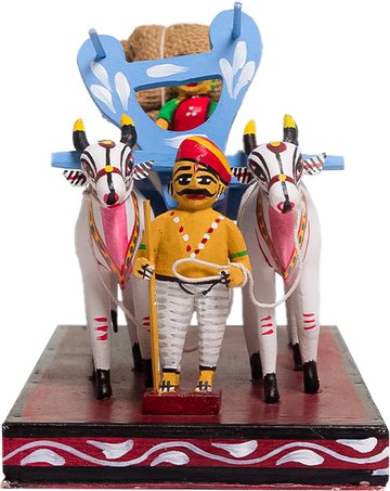 Kondapalli Bullock Cart 13 Inch - Handcrafted Wooden Toy