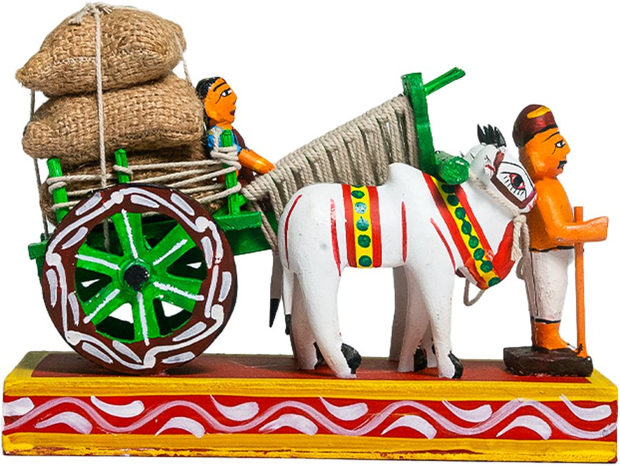 Kondapalli Bullock Cart 10 Inch - Handcrafted Wooden Toy - View 3
