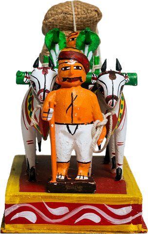 Kondapalli Bullock Cart 10 Inch - Handcrafted Wooden Toy