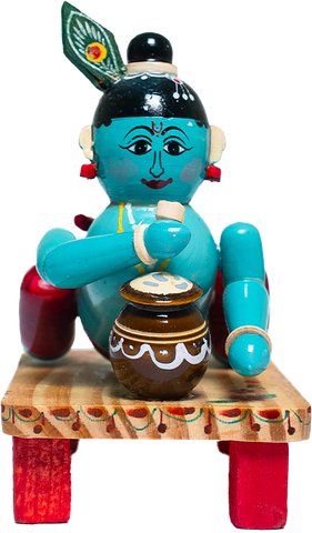 Etikoppaka Crawling Krishna - Lacquerware Toy