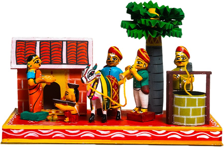 Kondapalli Sankranthi Set - Handcrafted Wooden Toy - View 1